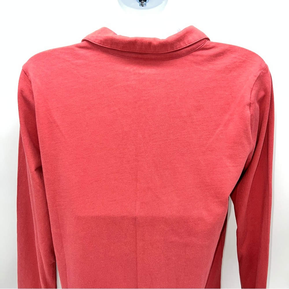Talbots Red Long Sleeve Open V-Neck Jersey Knit Popover Henley Top Salmon-Size P - Picture 5 of 9